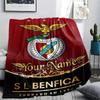 1PC Benfica Eagle Crest Custom Name Patterned Flannel Blanket Suitable For All Seasons For Home Decor Warmth And Comfort Gifts Holiday Present