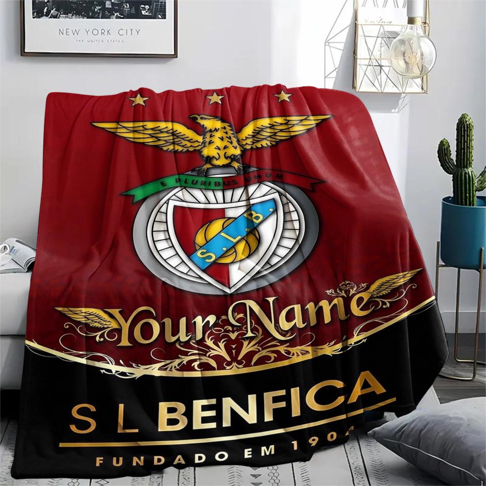 1PC Benfica Eagle Crest Custom Name Patterned Flannel Blanket Suitable For All Seasons For Home Decor Warmth And Comfort Gifts Holiday Present