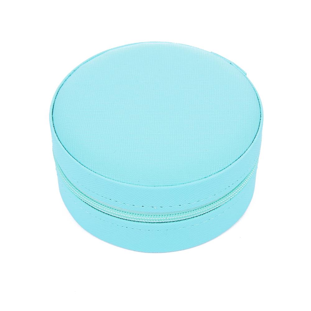 Compact Round Travel Jewelry Box for Earrings, Rings, and Necklaces