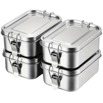 Scatola Pranzo a Doppio Strato in Acciaio Inossidabile 304 con Scomparti, Bento Box, Quadrata per Studenti, Stile Americano per Esterno, Scatola Mantenimento Freschezza