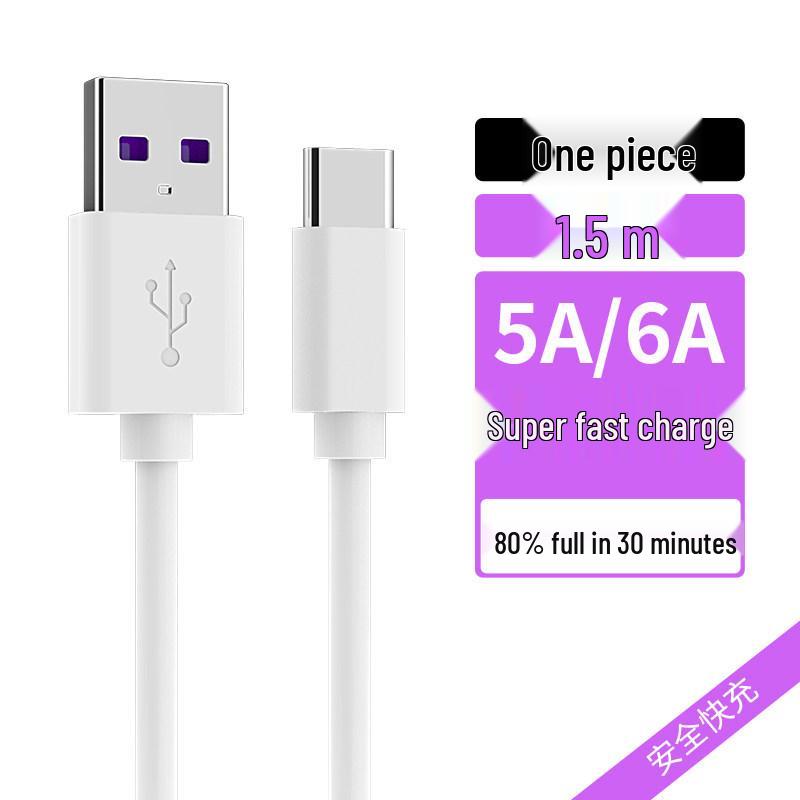 USB Type-C Fast Charging Cable for Huawei, Honor, and Xiaomi - 5A/6A Compatible
