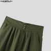 INCERUN Oversized Men Zipper High Waist Solid Casual Wide Leg Pants with Pockets