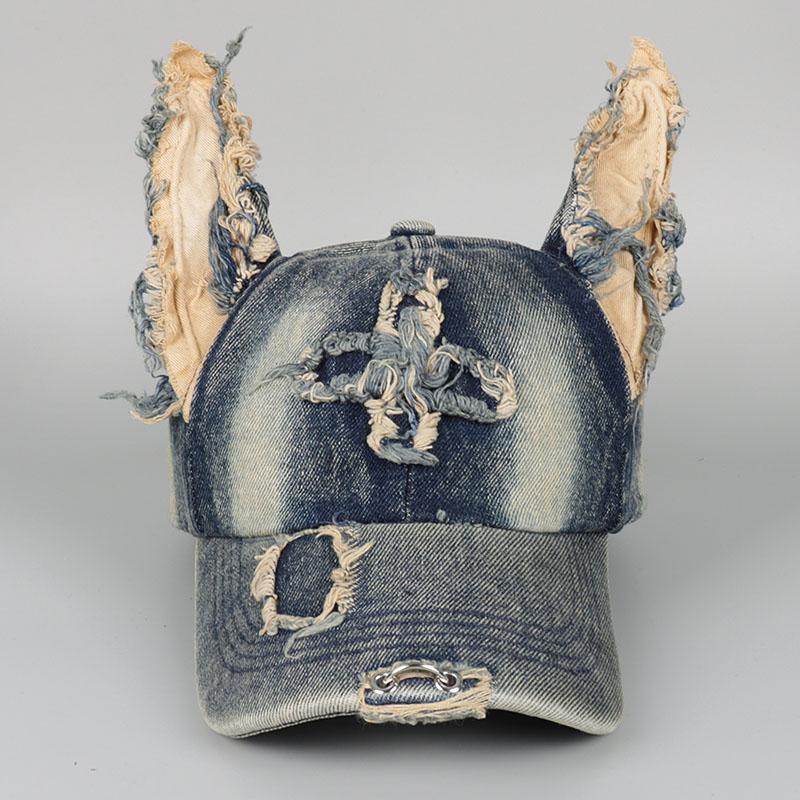 Doberman Ears Baseball Cap Women Men Hat Personality Streetwear Gorras Mujer Cotton Designer Denim Hats Hip Hop Snapback Caps