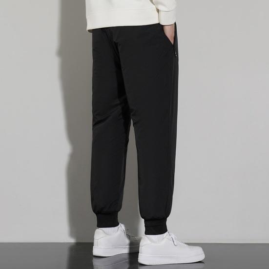 Zimní Pánské Kalhoty Středního Věku Zesílený Fleece Stahovací Šňůrka Elastický Pás Nadměrná Velikost Udržování Tepla Zip