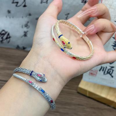 High-end Enamel Color Bracelet, Snake Zodiac, Retro Literary and Ethnic Style