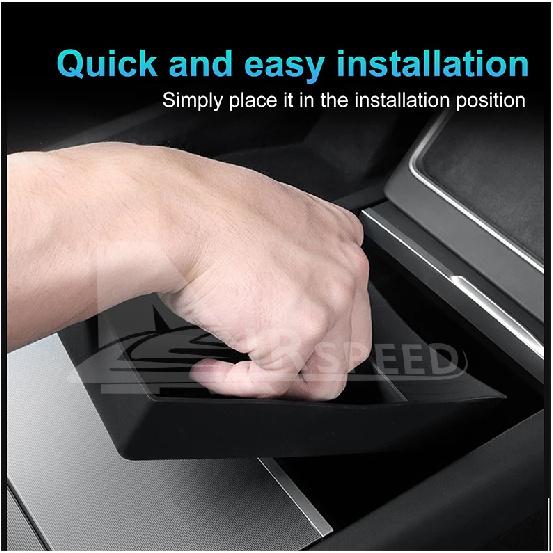 Silicone Car Central Console Storage Box for Tesla Model Y Juniper Launch 2025 2026-UP Tidying Black Tray Organizer Accessories