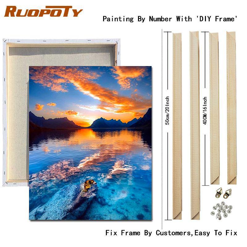 RUOPOTY Painting By Numbers Seaside Landscape Handpainted Unique Gift Pictures By Numbers Tree For Adults Home Decoration