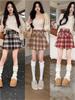 Autumn 2025 Plus Size High-Waist Plaid Pleated Skirt for Women