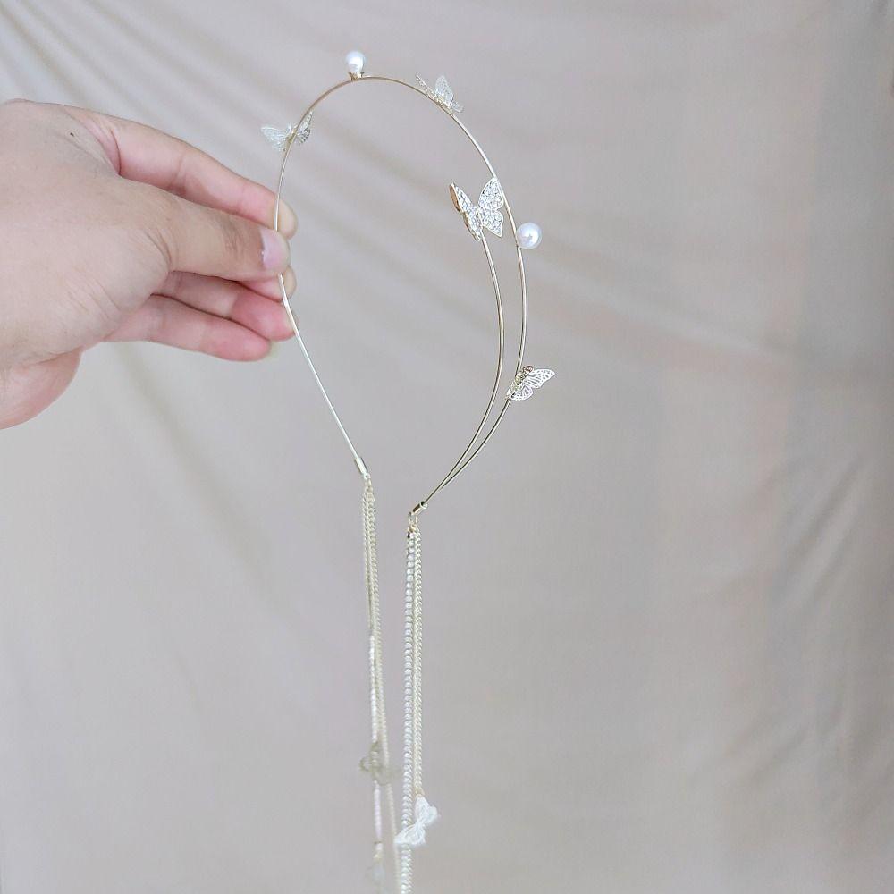 Butterfly Fringe Hair Hoop Alloy Woman Tiara New Design Rhinestone Headband Wedding