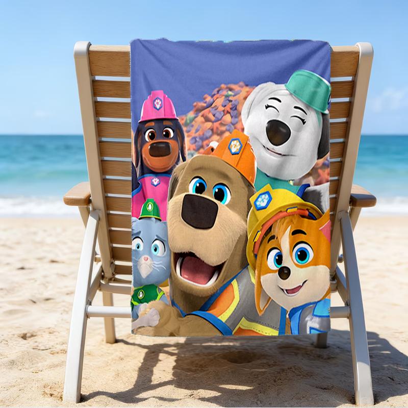 Ultra-Soft Beach Towel with Pupstruction Theme,Ideal for Pool - Camping, Diving - Perfect Travel Essential, Vibrant Beach Towel.