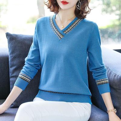 Women's Autumn & Winter Short-Style Pullover Sweater Sweetheart V-Neck Loose Knit Base Layer Top