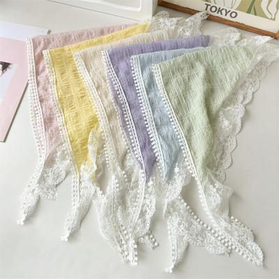 Lenço Triangular de Renda Branca Estilo Campo, Faixa de Cabeça, Touca para Cobrir a Cabeça, Acessório de Lenço de Seda da Moda