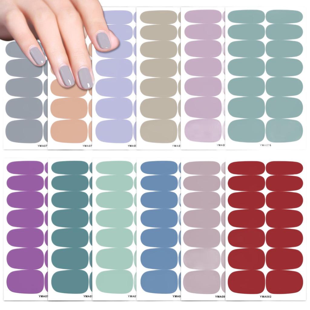 Nail Stickers: Waterproof, Full Cover, No-Bake, Solid Color