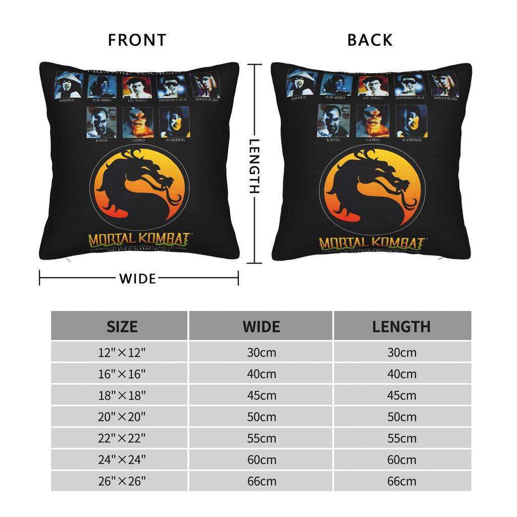 Pillow Cover Mortal Kombat Classic Poster Fashion Pillow Case For Sofa Couch Bed Living Room Pillowcases