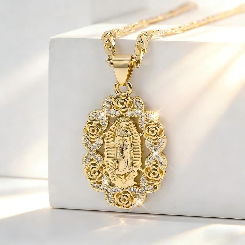 14K Gold Plated Zirconia Flower Pendant Necklace - European & American Style, Personalized Fashion Accessory