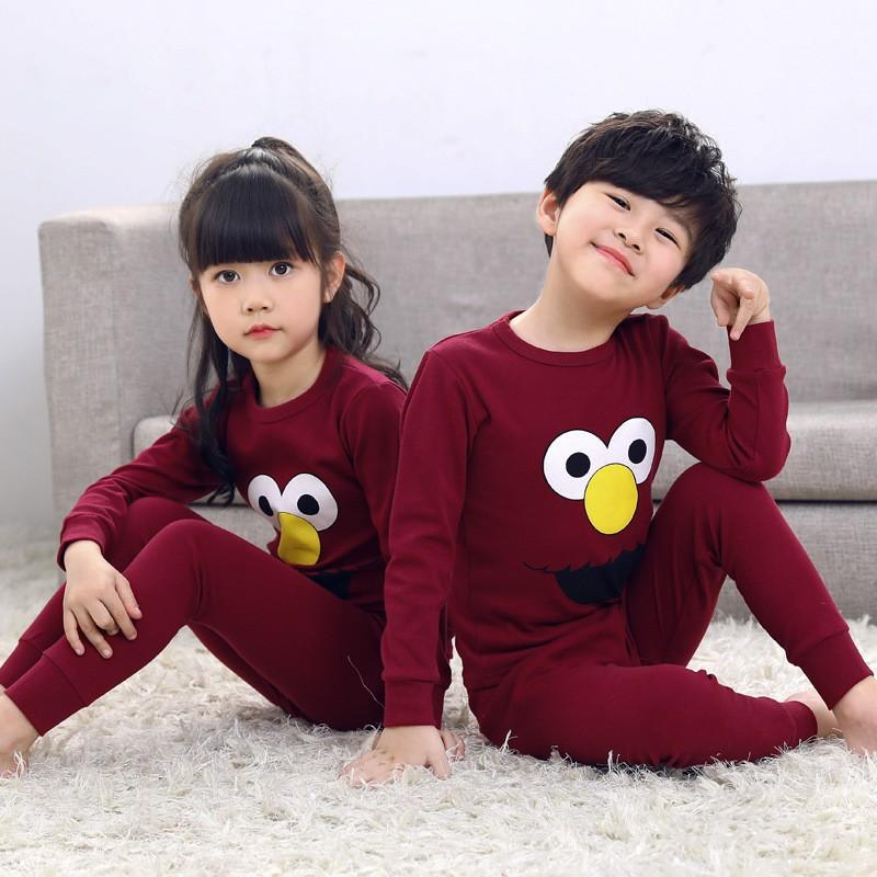 Kids Cotton Thermal Underwear Set Boys Girls Long Johns Pajamas Soft Base Layer 3-8 Years