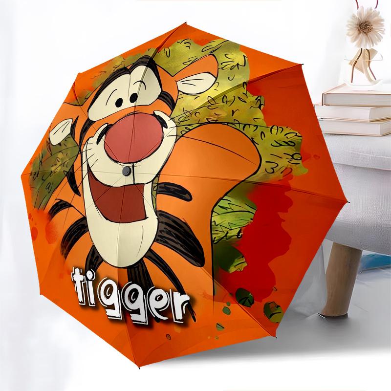 Tigro, Winnie the Pooh Ombrello Automatico alla Moda - Ombrello Portatile Pieghevole in Tre Parti, Miglior Regalo di Festa per Uomini e Donne, Design Allegro, Robusto e
