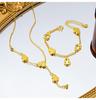 Vietnamese Sand Gold Bracelet & Crushed Ice Gourd Tassel Necklace Set - Ethnic Style Women's High-End Imitation Gold Jewelry