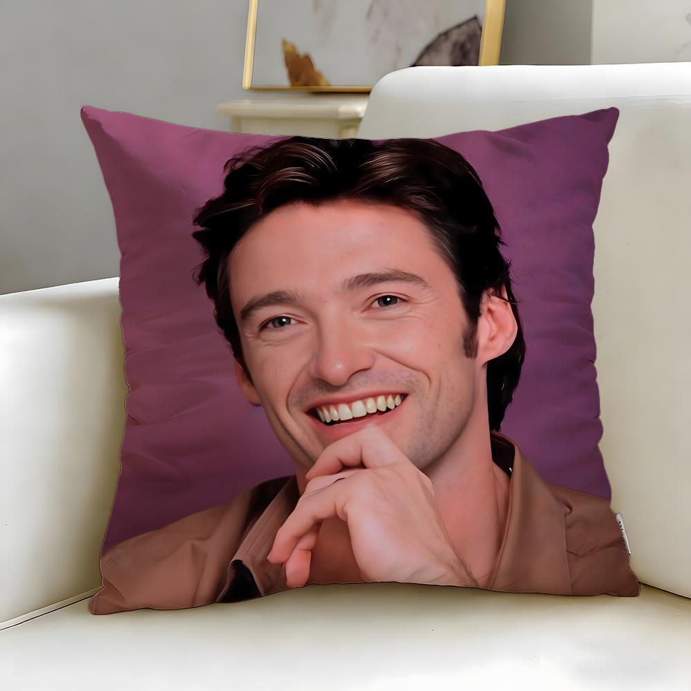 popular actor Hugh Jackman Cushion Cover Soft  EasyWash Pillow Case  Versatile for Couch Bed Travel and Office