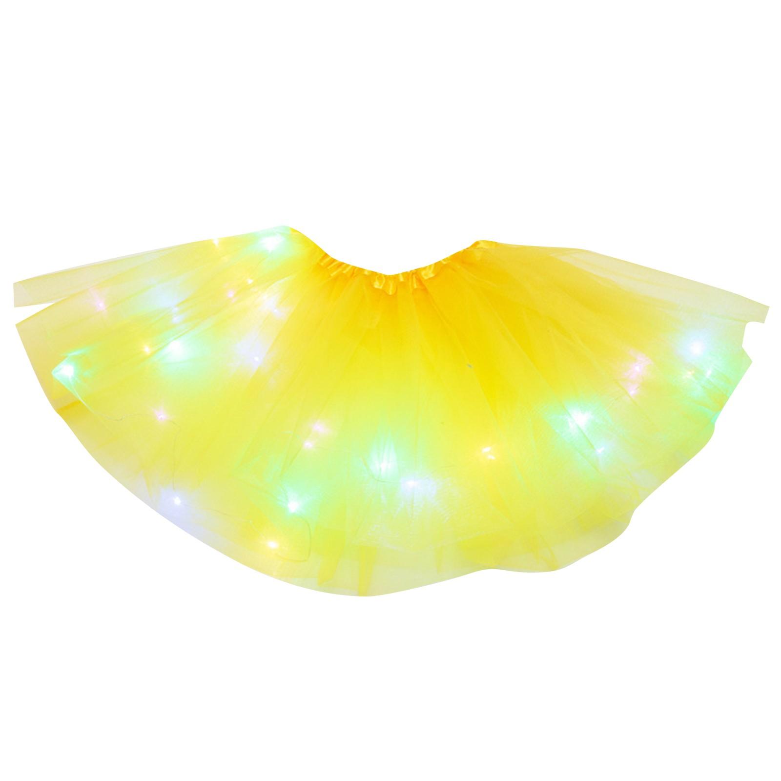 

Женская юбка-сетка с пайетками и светодиодной подсветкой, юбка из тюля средней длины One Size жёлтый