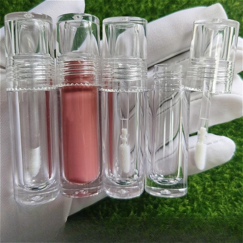 3ml Round Clear Empty Lip Gloss Tube, Refillable Lip Mud & Lip Glaze Container, Cosmetic Packaging