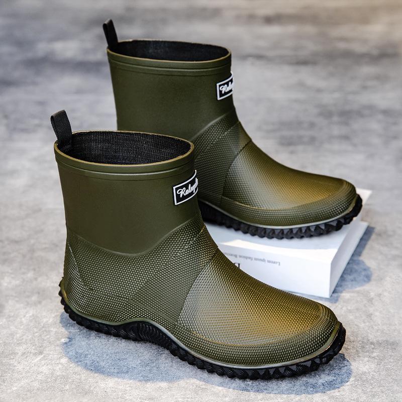 Rain shoes men's and women's short tube non-slip and wear-resistant water shoes couple outdoor closed commuter waterproof glue shoes water boots