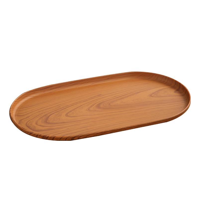 ZISIZ Faux Wood Grain Oval Plastic Serving Tray