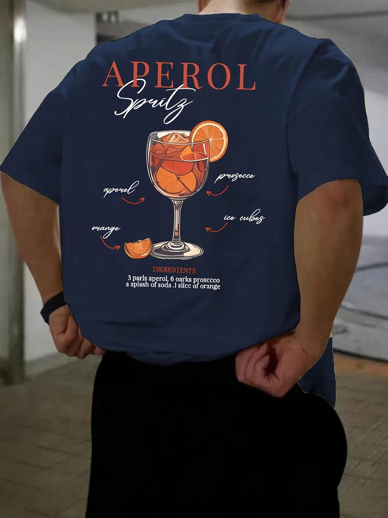 Fashionable vacation men's summer juice printed breathable and comfortable round neck T-shirt outdoor casual top