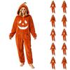 Dames Halloween Print Flanellen Jumpsuit Loungewear Set voor Gezellige Huis Slaapkleding