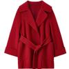 Women's 100% Wool Notched Lapel Double-faced Mid-length Winter Coat