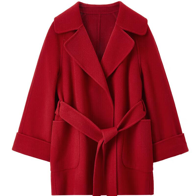 Women's 100% Wool Notched Lapel Double-faced Mid-length Winter Coat