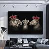 Lion Family Crown Print Canvas Painting Gallery Grade Wall Decor Posters Abstract Animal Black and White Pictures Gift