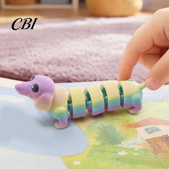 Tierische Desktop-Dekoration 3D-gedruckte Dackel-Figur, Gelenkiger Hunde-Fidget-Spielzeug, Welpen-Sammlerstück-Spielzeugfigur mit beweglichen Gelenken, für Zuhause und Büro