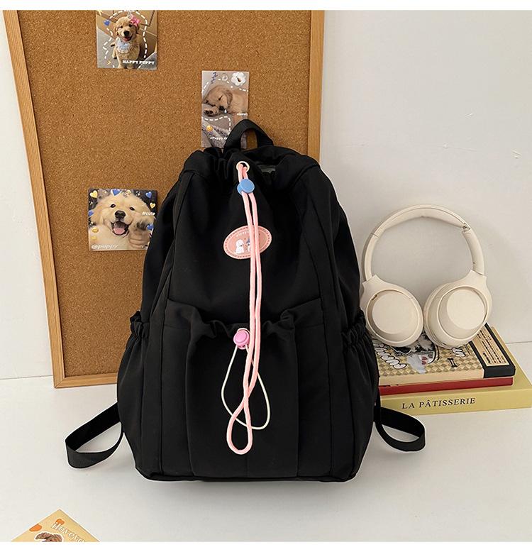 New backpack solid color simple fashion versatile schoolbag college student class drawstring bundle bag commuter travel bag