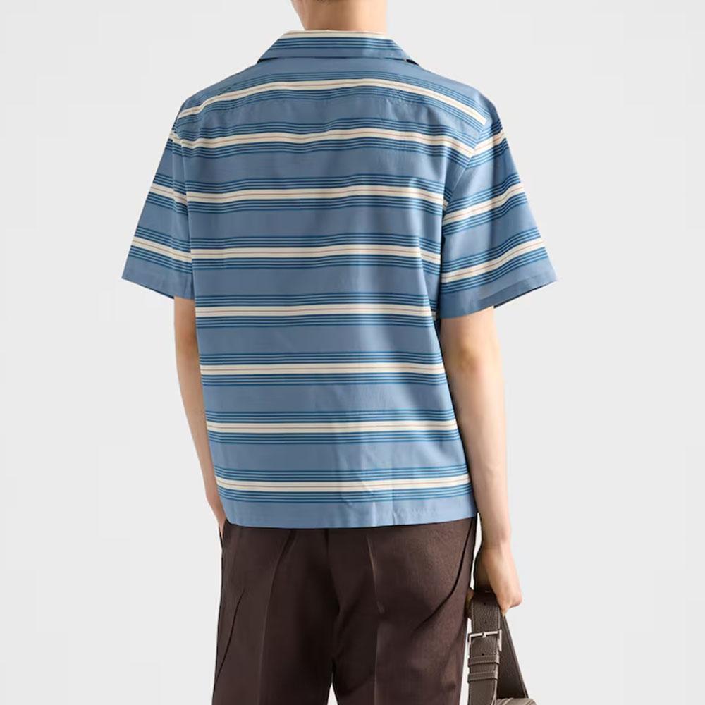 Blue and White Striped Button Down Shirt Short Sleeve Loose Casual Male Clothing Unisex Streetwear 3D Printing Shirts Men Women