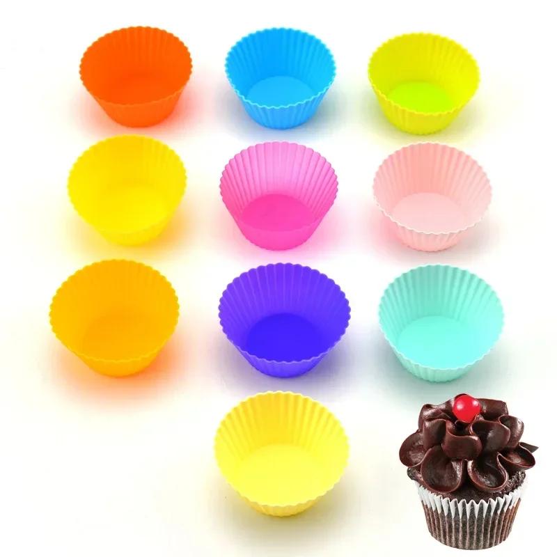7cm Silicone Cupcake and Muffin Liner, 10 pcs, Tool for DIY cake stand, Bakeware Baking Silicone Mold for Cupcake 7x5cm