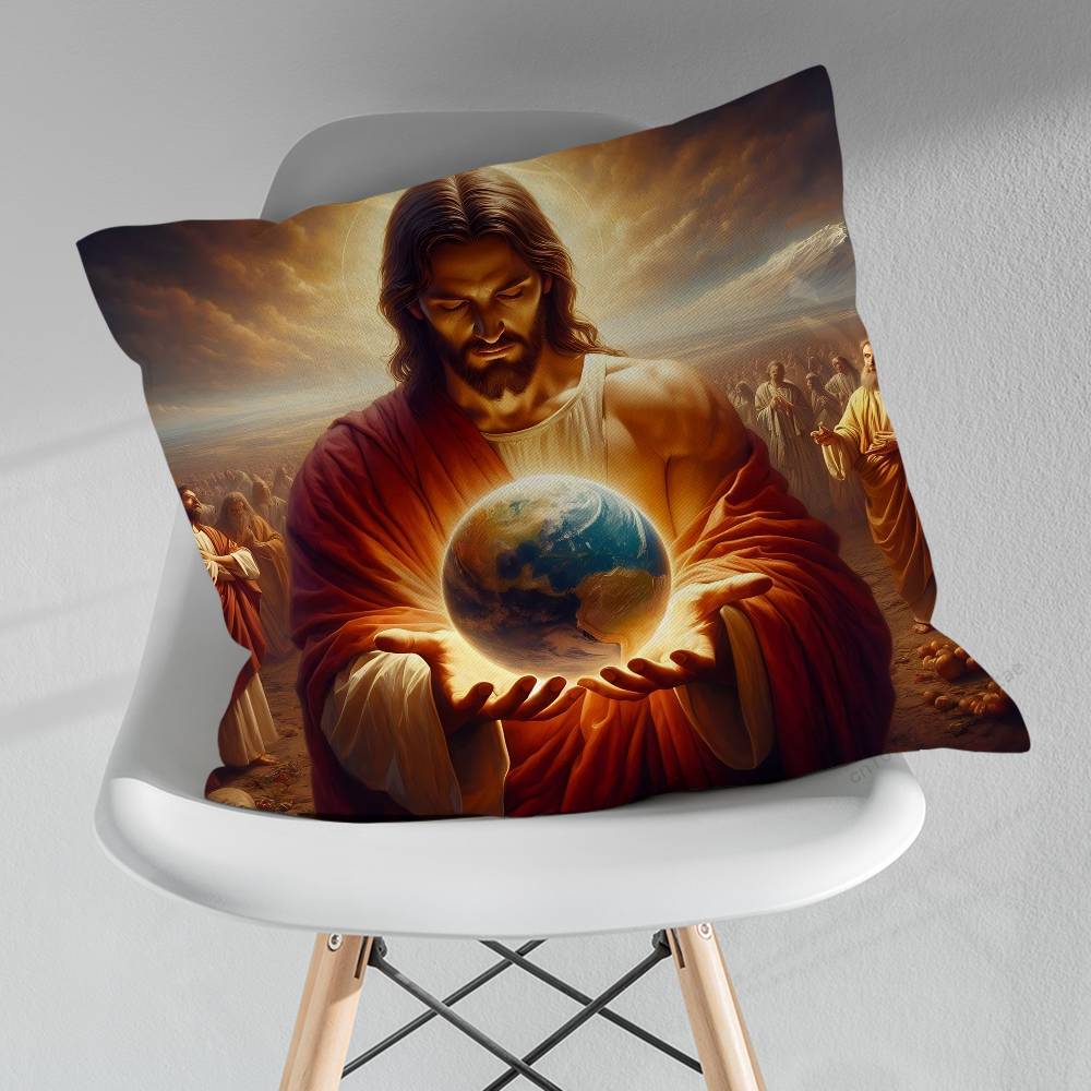 Savior Belief Jesus Pillowcase for Sofa Room Office Decor Printing Merchandise AllMatch Cushion Cover