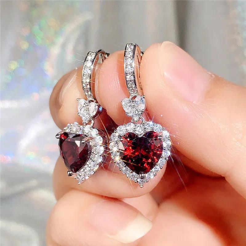 2026 Gorgeous Red CZ Women's Cubic Zirconia Earrings, Bright and Elegant   Engagement Wedding Party Jewelry