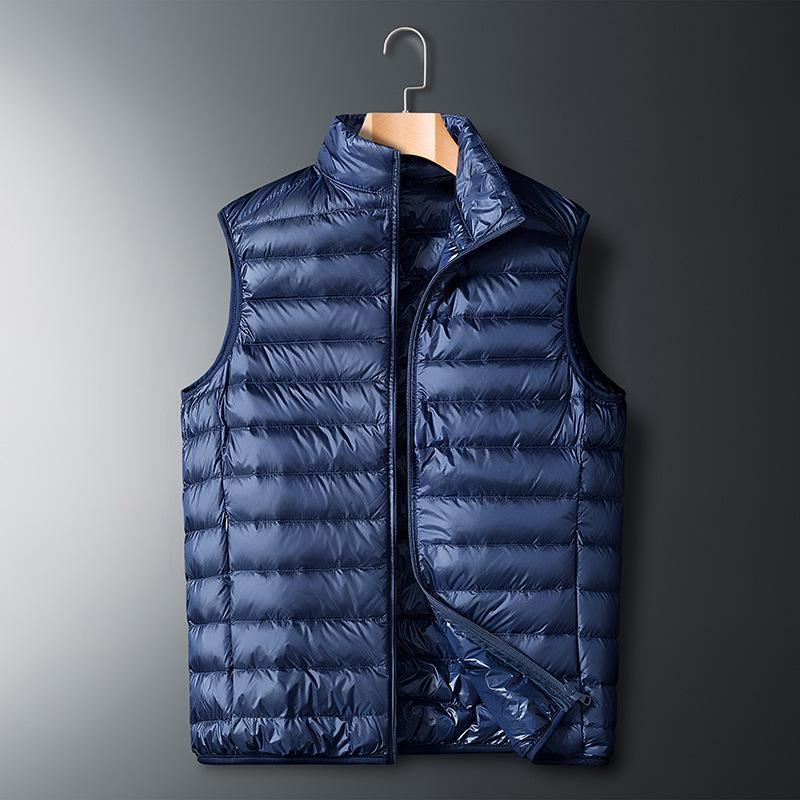 Men's Lightweight Short Down Jacket: Winter Hooded Outerwear with Stand Collar