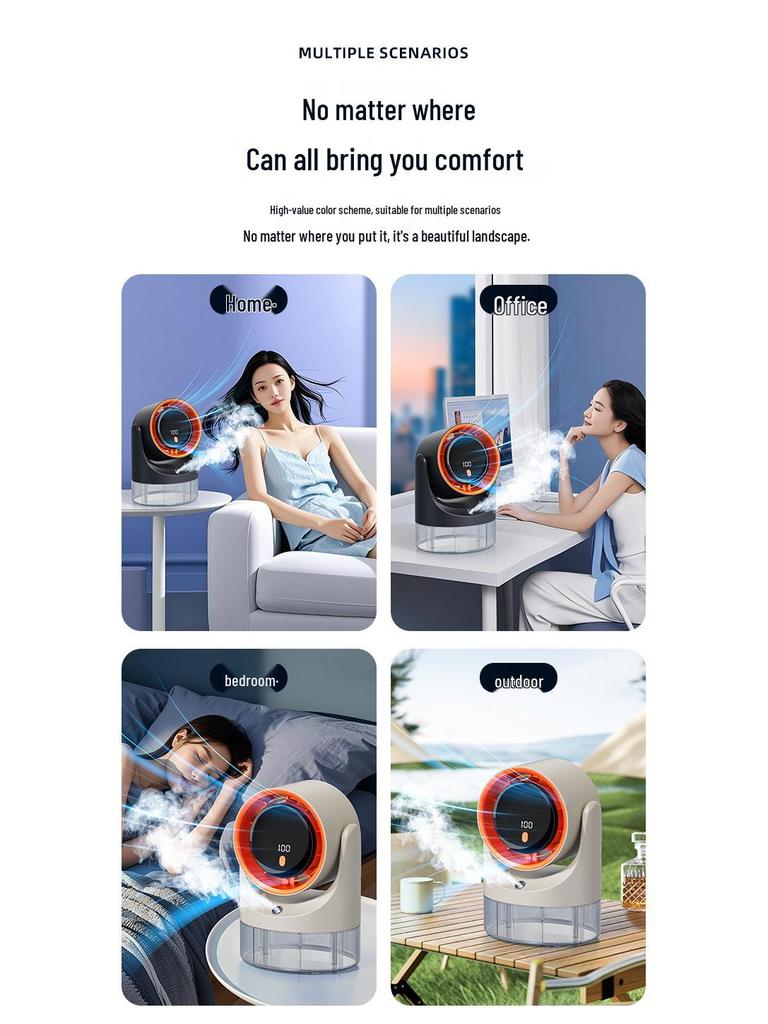 Portable USB Rechargeable Desktop Fan with Humidifier Spray