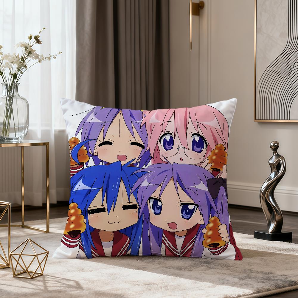 Anime Lucky Star Kawaii Cartoon cushion cover soft Comfort Pillowcase for Sofa nap Living Room party Home pet Decor Pillowcover