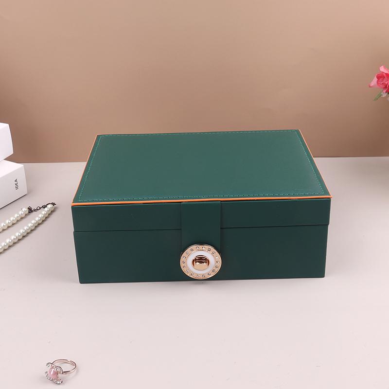 PU Leather Jewelry Storage Box with Clear Flip Lid Double Layer Drawer Organizer for Earrings Ring Necklace Display Jewelry Case