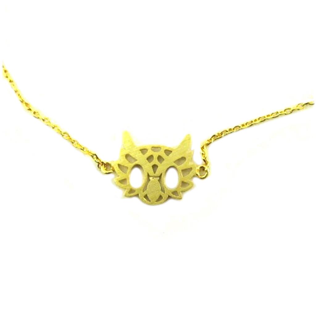 7bis [Q6034] - Handmade Gold 'Owl' Bracelet - 12x20 Mm