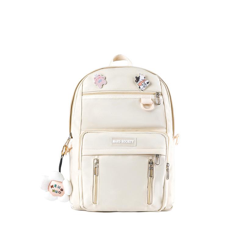 

Рюкзак для ученицы средней школы, женский, новый, с цветовой блокировкой, большой вместимости, легкий, для кампуса, для девочек, нейлоновый рюкзак белый