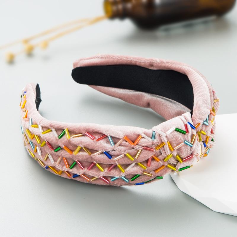 Women Hairband Flannelette Pure Sewing Knotted Hair Clip Retro Wide Edge HairHoop