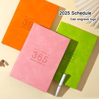 Agenda diaria A5, agenda 2025 de piel sintética suave, cuaderno de notas para estudiantes de 365 días, cuaderno de notas de reuniones de negocios engrosado, cuaderno de trabajo