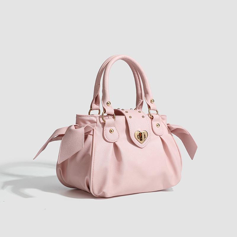

Bow Pink Hand Bag Purse Women Japanese Soft Casual Crossbody Ladies Sweet Capacity Shoulder Bags One Size