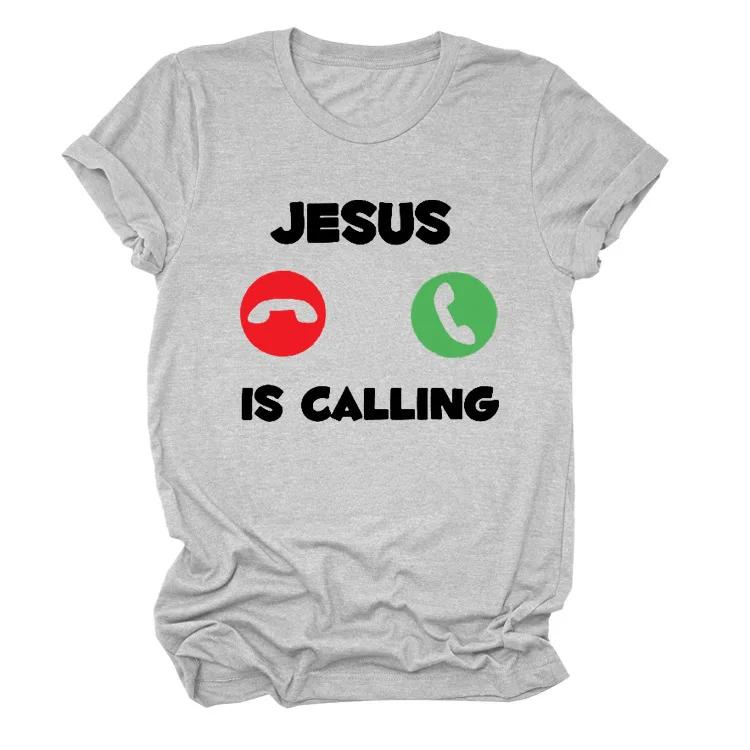 JUSUS iS CALLING Letter Print T Shirt Women Short Sleeve O Neck Loose Women Tshirt Ladies Summer Tee Shirt Tops Clothes