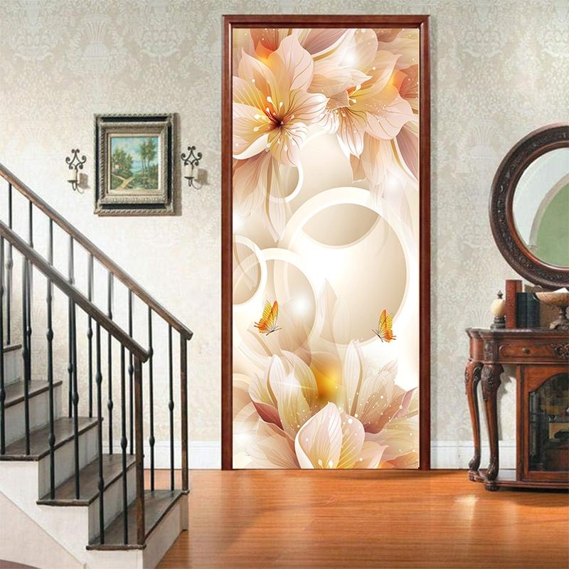 Landscape Door Fridge Decoration Stickers Sunset Simple Abstract Lines Bamboo Wallpaper For Living Room Home Decor Bedroom Art Decals