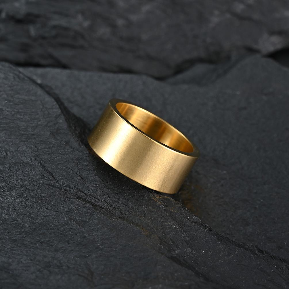 10mm Wide Minimalist Matte Brushed Titanium Steel Ring, Vintage Silver Men's Hip Hop Jewelry